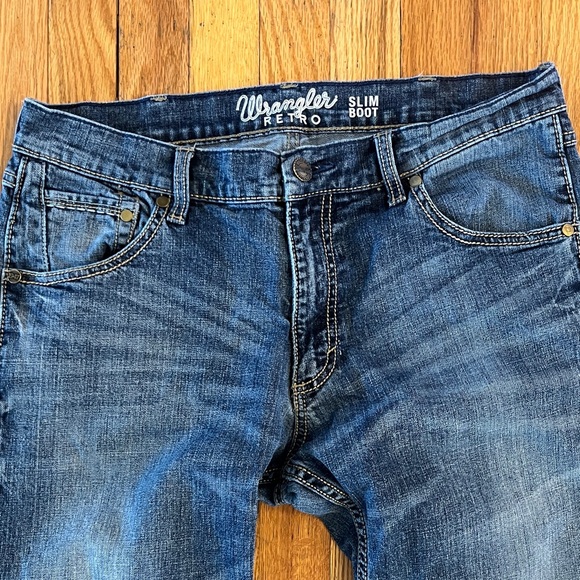 Wrangler Men's Dark Blue Slim-Bootcut Jeans-34X36 - Picture 4 of 9